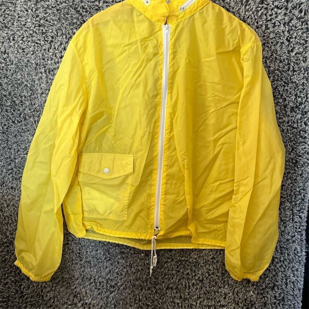 Vintage Yellow Windbreaker Jacket Unisex Size L Water-Resistant Casual